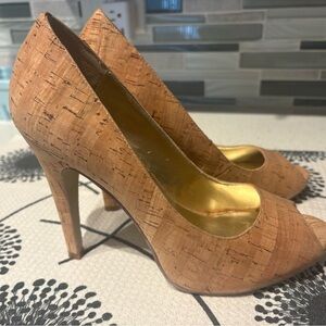 Elegant Tan Peep-Toe Heels